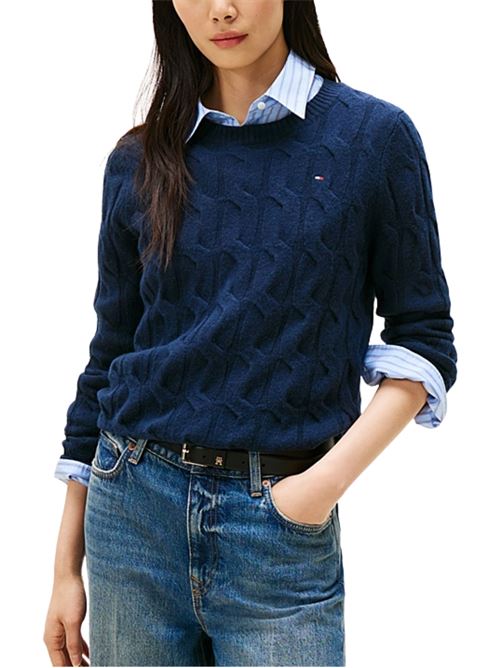 Maglioncino in lana a trecce Tommy Hilfiger | WW0WW43586C1G